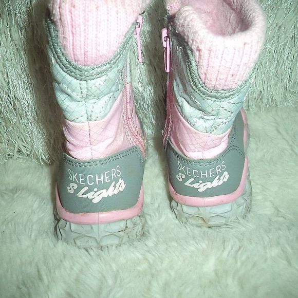 SKECHERS GALAXY LIGHTS STAR BRIGHTS WINTER SNOW BOOTS LINED TODDLER GIRLS SIZE 5 - Picture 6 of 8